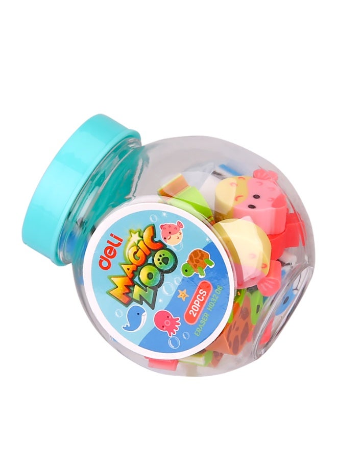 Deli مجموعة ممحاة حيوانات EH03206 - 20 قطعة ممحاة خالية من PVC وغير سامة في أنبوب PET، تخزين سهل، تصميم حيوانات ممتع للاستخدام في المدرسة والمنزل - Image 2