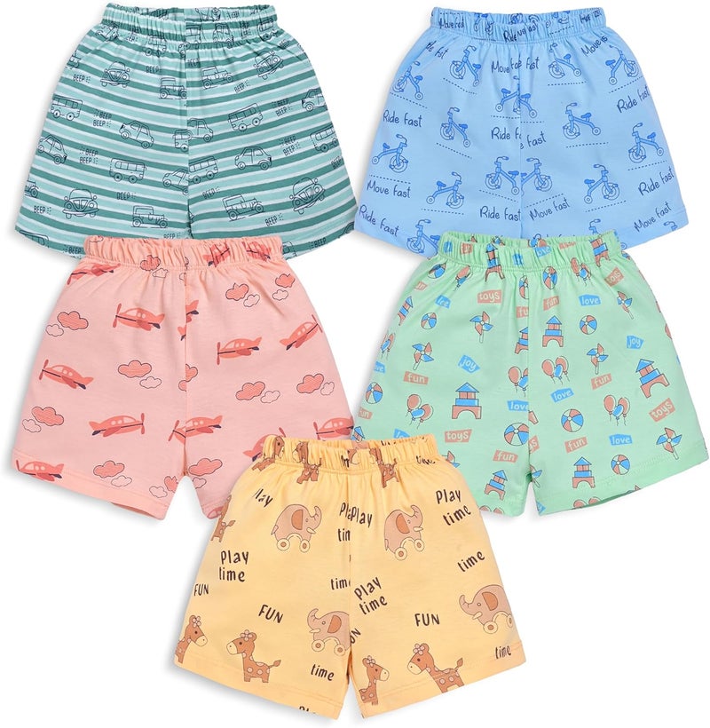 LuvLap Unisex Bermuda Shorts - Pack of 5 for Babies (6 to 12 Months) - Image 1