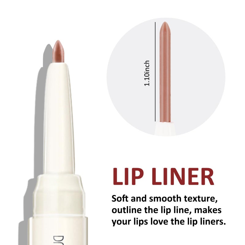 Boobeen Double-ended Lipstick Lip Liner Makeup Velvet Lipgloss Lipstick, Creamy Lip Pencil for Women Matte Long-lasting Matte Satin Finish, Nourishing and Non-fading - Image 2