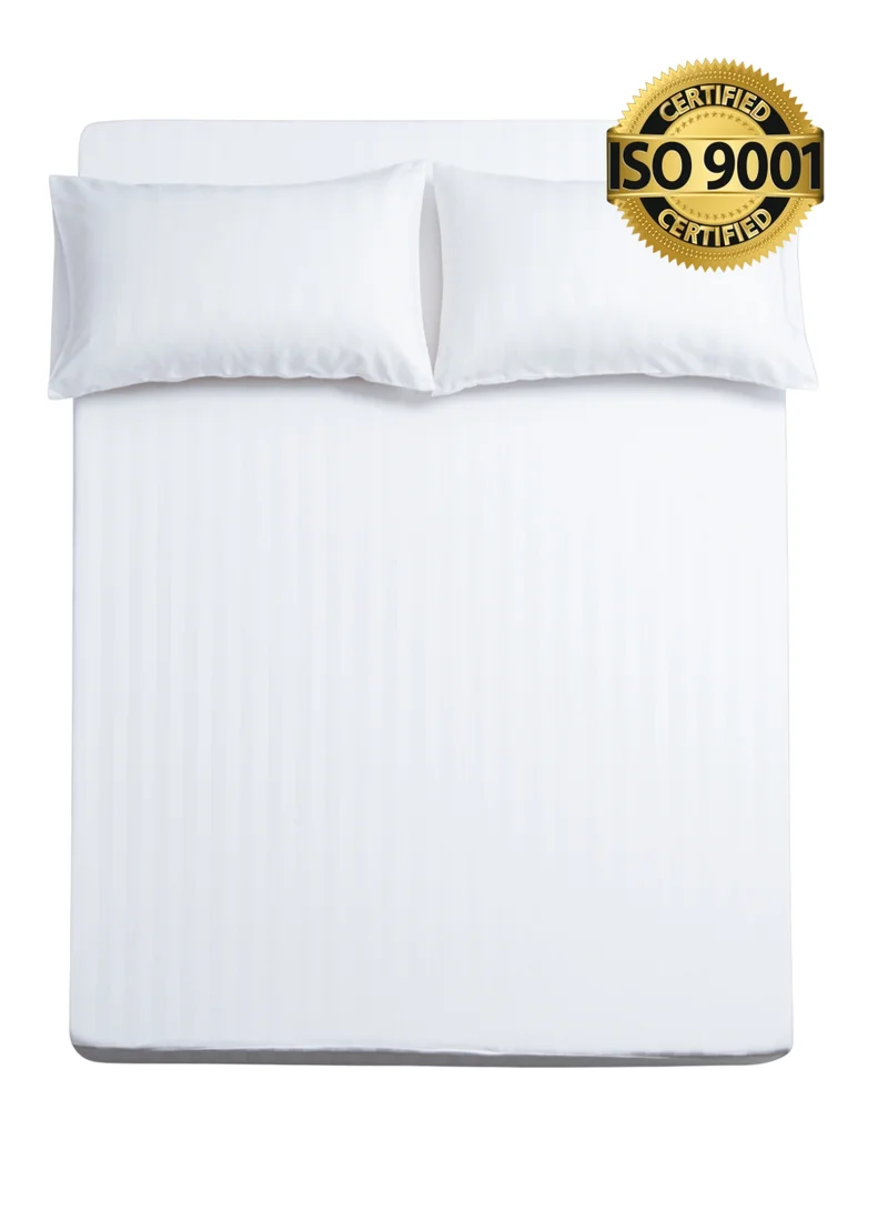 سيد المنسوجات المنزلية طقم شرشف مفرد ونص من الميكروفايبر، الحجم كوين 3 قطع، بتصميم خطوط فندقية