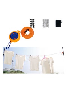 NOVOLAN NOVOLAN Travel Clothesline, Outdoor Travel Portable Windproof Non-Slip Clothesline Business Trip Hotel Indoor Retractable Punch-Free Invisible Clothesline, with 20 Clips & Buckles, 10 Meters (orange)  - Image 1