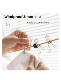 NOVOLAN NOVOLAN Travel Clothesline, Outdoor Travel Portable Windproof Non-Slip Clothesline Business Trip Hotel Indoor Retractable Punch-Free Invisible Clothesline, with 20 Clips & Buckles, 10 Meters (orange)  - Image 3