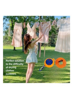 NOVOLAN NOVOLAN Travel Clothesline, Outdoor Travel Portable Windproof Non-Slip Clothesline Business Trip Hotel Indoor Retractable Punch-Free Invisible Clothesline, with 20 Clips & Buckles, 10 Meters (orange)  - Image 4
