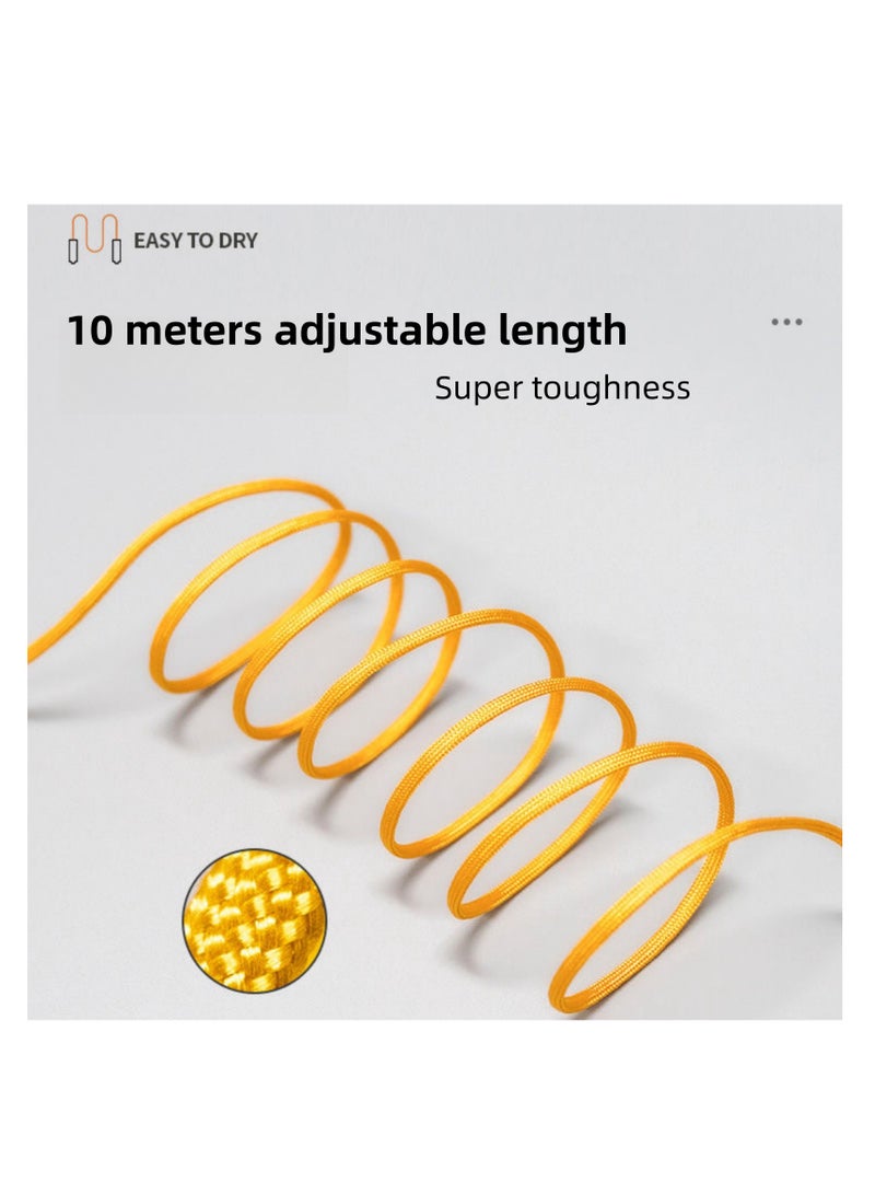 NOVOLAN NOVOLAN Travel Clothesline, Outdoor Travel Portable Windproof Non-Slip Clothesline Business Trip Hotel Indoor Retractable Punch-Free Invisible Clothesline, with 20 Clips & Buckles, 10 Meters (orange) - Image 5