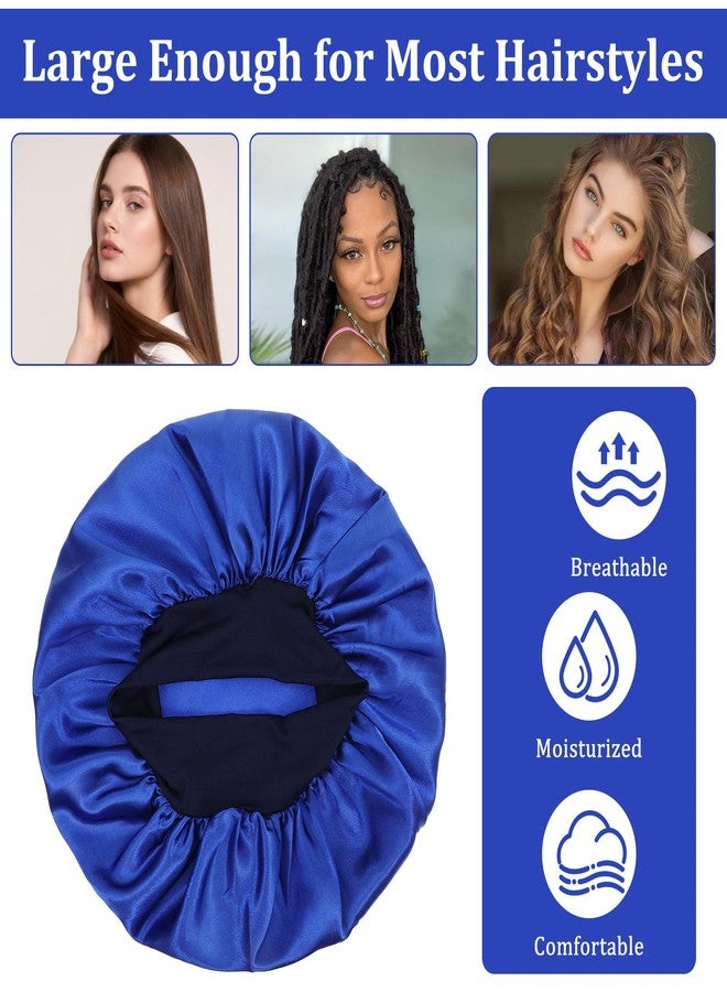 COMNICO Large Satin Bonnets for Sleeping, 18 Pcs Elastic Wide Band Hair Bonnets Soft Silky Sleep Cap Solid Color Hairs Wrap Reusable Shower Cap for Black Women Curly Hair Braids - Image 4