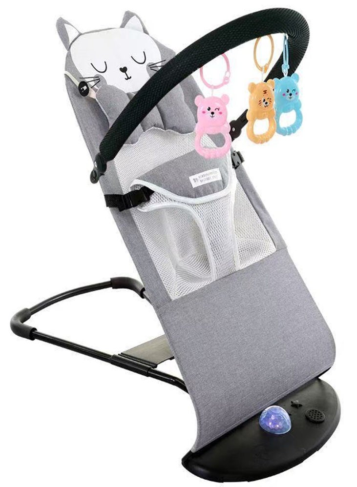 0TO1 TECH Baby Bouncer, Portable Baby Bouncer Seat for Infants, 0-18 Months, 3 Modes of Use with Rocker & Stationary Options, Ergonomic Infant Chair with Hanging Toys, Baby Shower Gifts (Grey) - Image 1