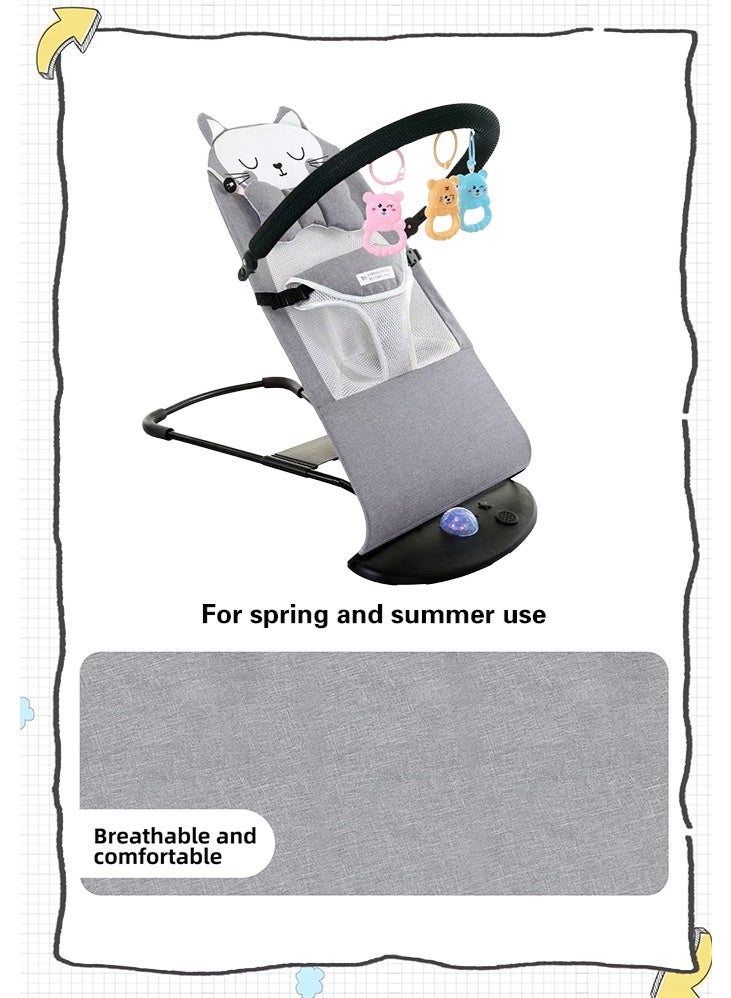 0TO1 TECH Baby Bouncer, Portable Baby Bouncer Seat for Infants, 0-18 Months, 3 Modes of Use with Rocker & Stationary Options, Ergonomic Infant Chair with Hanging Toys, Baby Shower Gifts (Grey) - Image 5