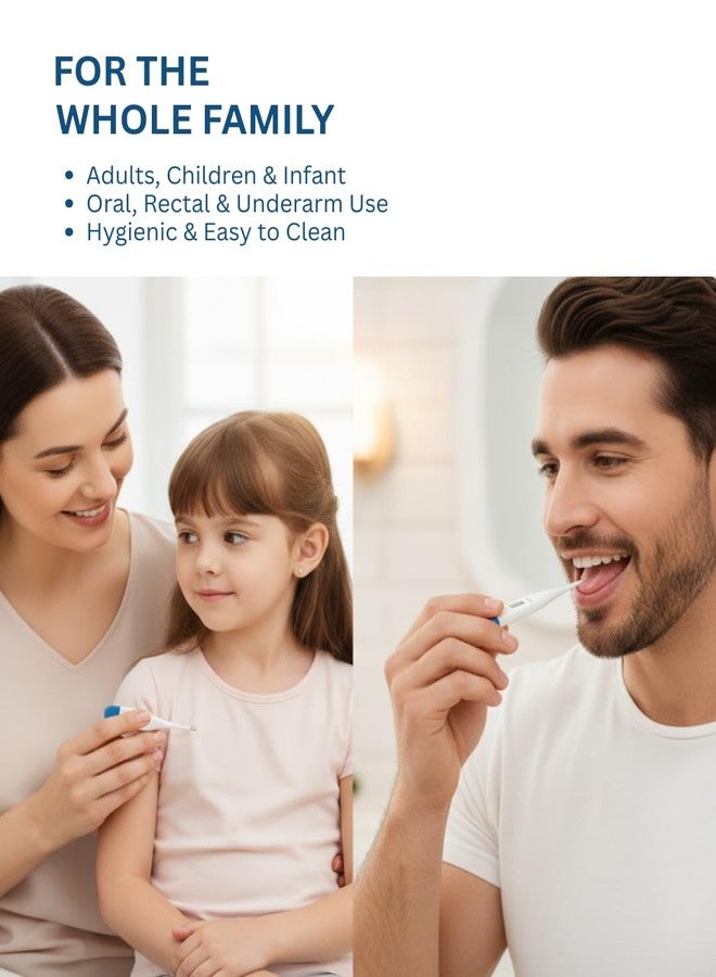 هيكس مقياس حرارة رقمي من هيكس، شاشة LCD، وظيفة الذاكرة، للاستخدام من قبل البالغين والأطفال، عن طريق الفم/المستقيم/تحت الإبط (عبوة من قطعة واحدة) - Image 4