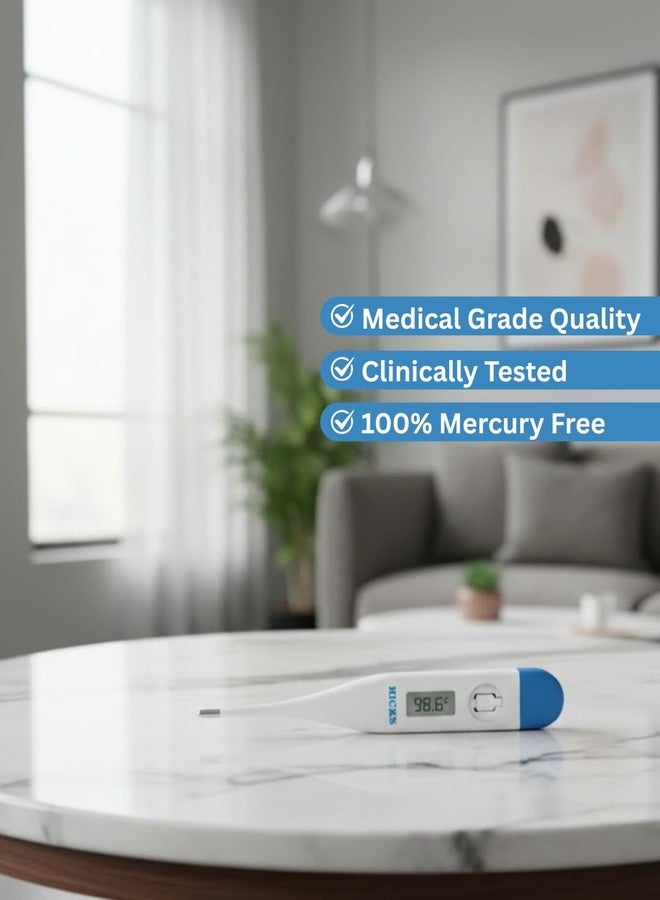 هيكس مقياس حرارة رقمي من هيكس، شاشة LCD، وظيفة الذاكرة، للاستخدام من قبل البالغين والأطفال، عن طريق الفم/المستقيم/تحت الإبط (عبوة من قطعة واحدة) - Image 3