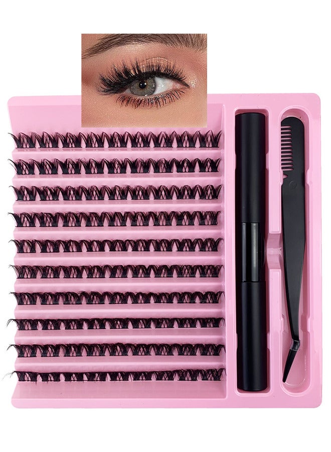 Depend Single Cluster False Lashes Set, Multiple Sizes Eyelashes With Eye Black Mascara Comb And Tweezers, Dense Natural Look Eyelashes, Curl Extension Lashes Eyelashes Set, Enlarge Your Eyes Eyelashes - Image 1