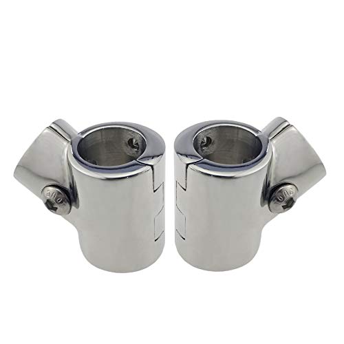 keehui PairHeavy Duty 316SS Boat Hand Rail Fitting Polished 60 Degree TTee HingedSplit Fitting 1 Tube - Image 1
