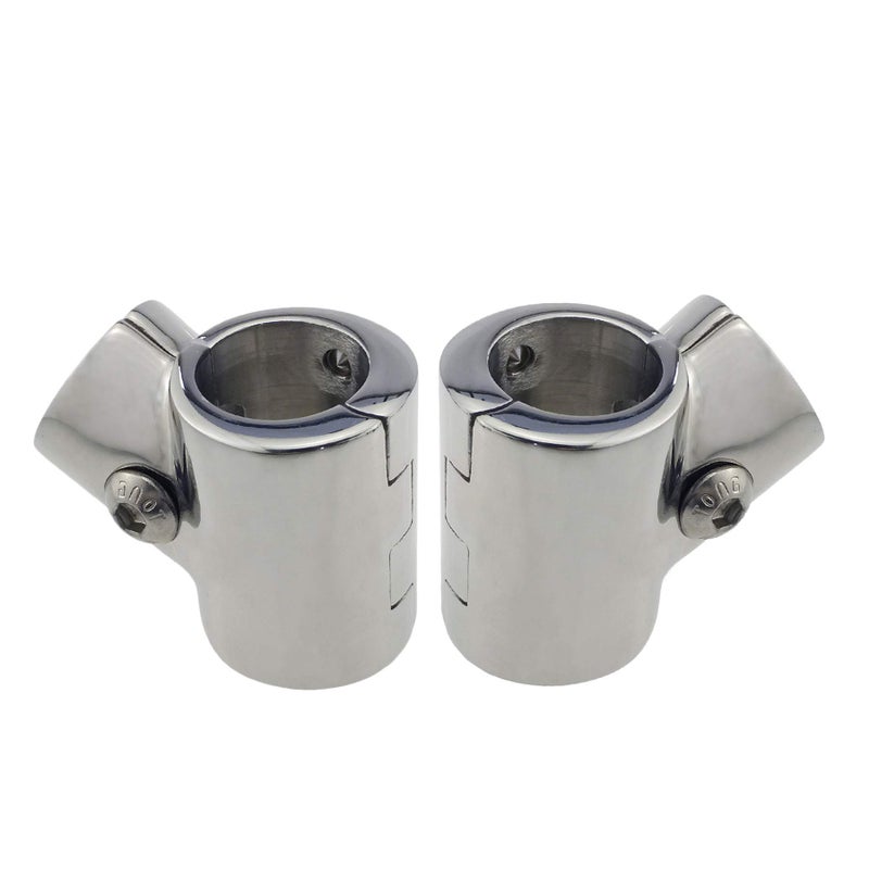 keehui PairHeavy Duty 316SS Boat Hand Rail Fitting Polished 60 Degree TTee HingedSplit Fitting 1 Tube - Image 2