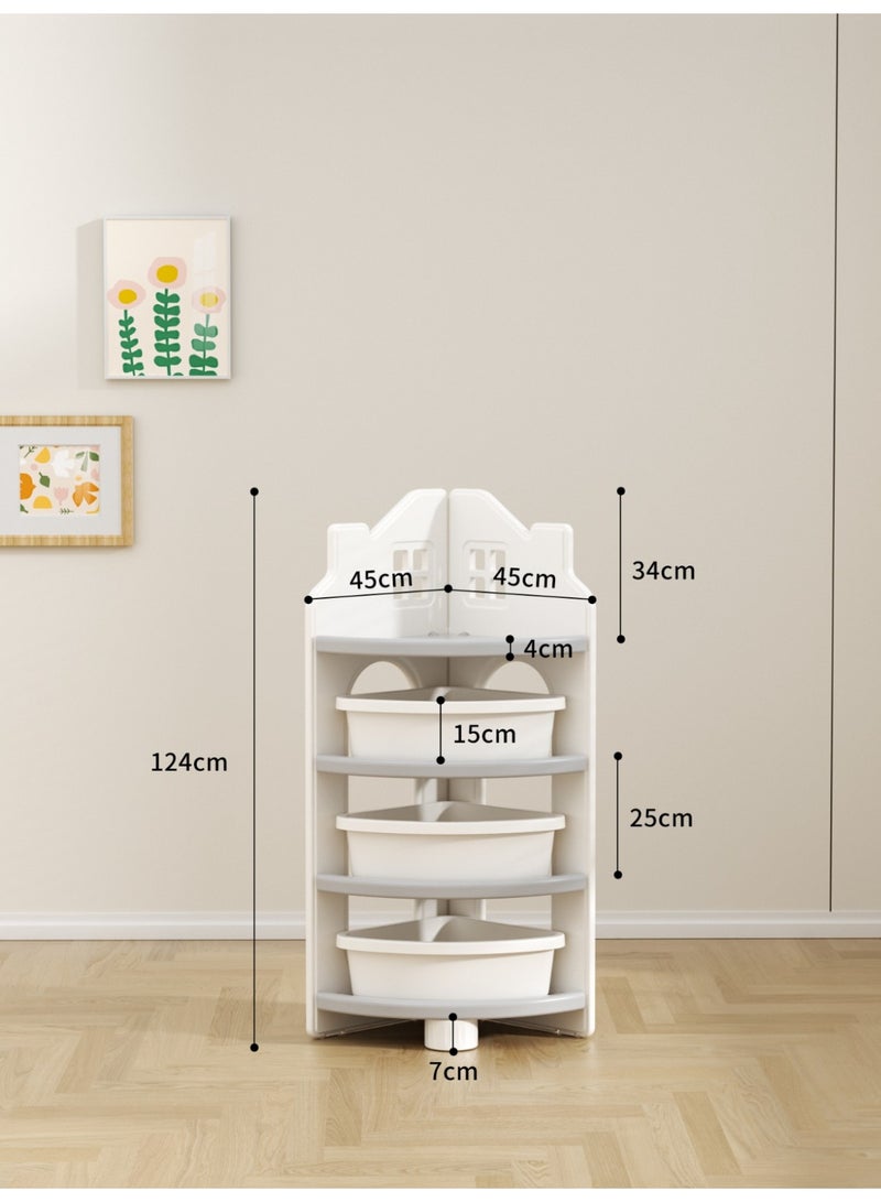 فول جوي رف تخزين متعدد الوظائف للأطفال، رف كتب زاوية، منظم ألعاب كبير السعة لغرفة الأطفال، رف تخزين متعدد الطبقات - Image 4