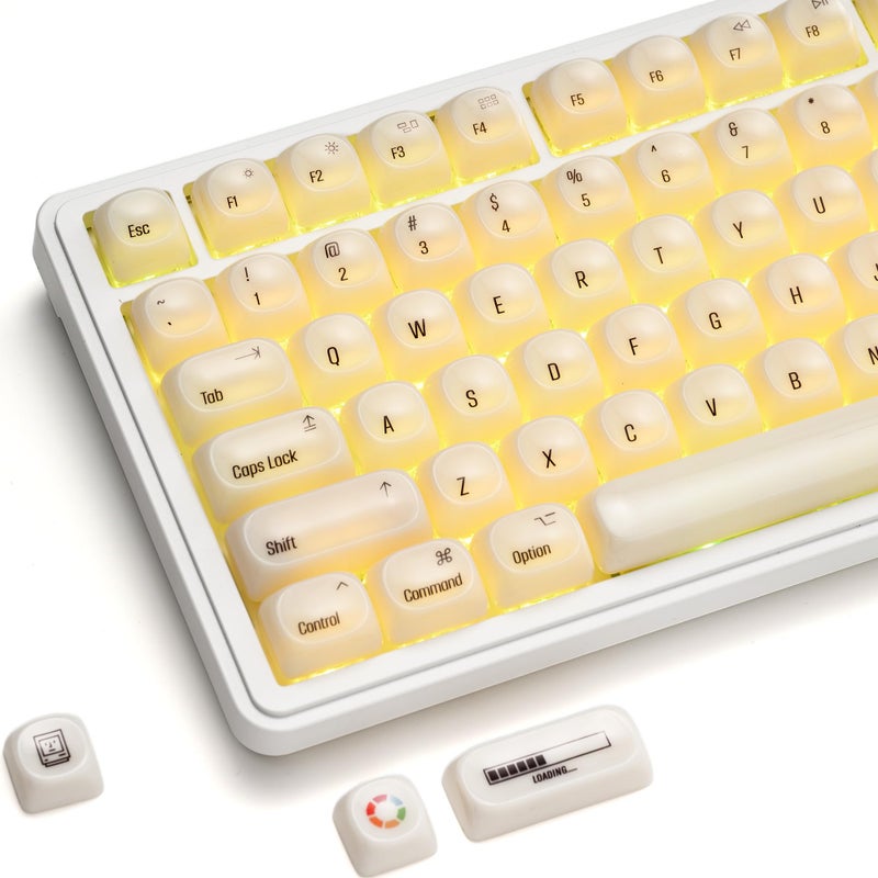 OHY XVX White Keycaps, MOA Profile Keycap Set, Minimalist Mac Style, Custom Cute Ceramic-Textured Keycaps for MX Switches Mechanical Keyboard-White Chocolate - Image 1