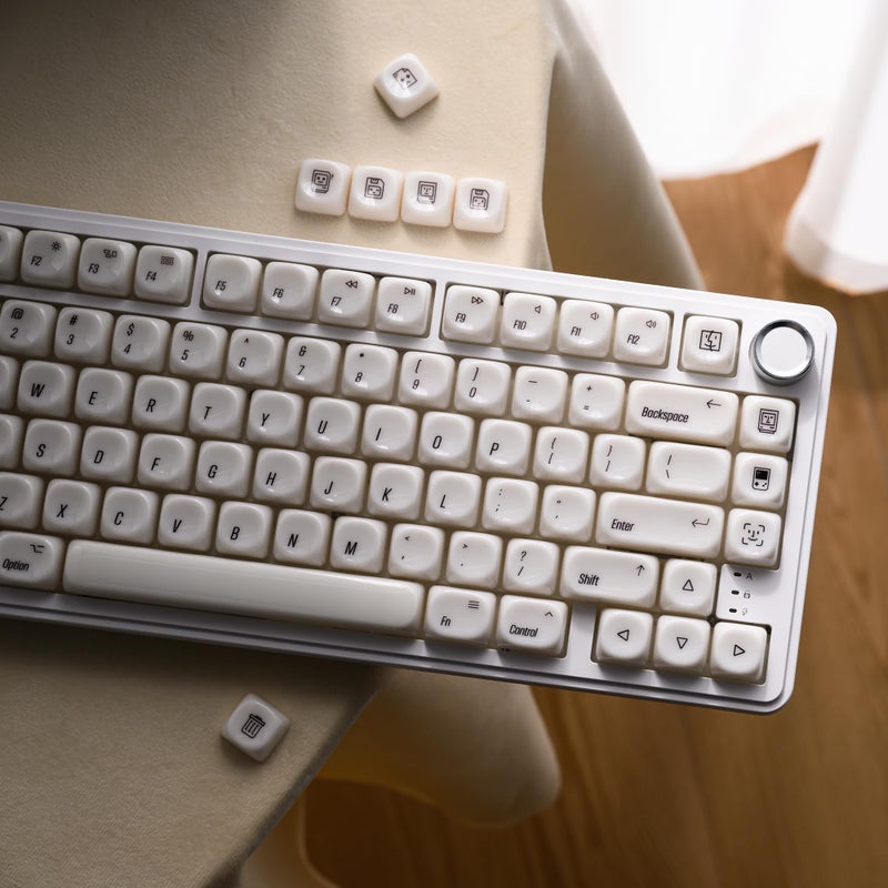 OHY XVX White Keycaps, MOA Profile Keycap Set, Minimalist Mac Style, Custom Cute Ceramic-Textured Keycaps for MX Switches Mechanical Keyboard-White Chocolate - Image 3