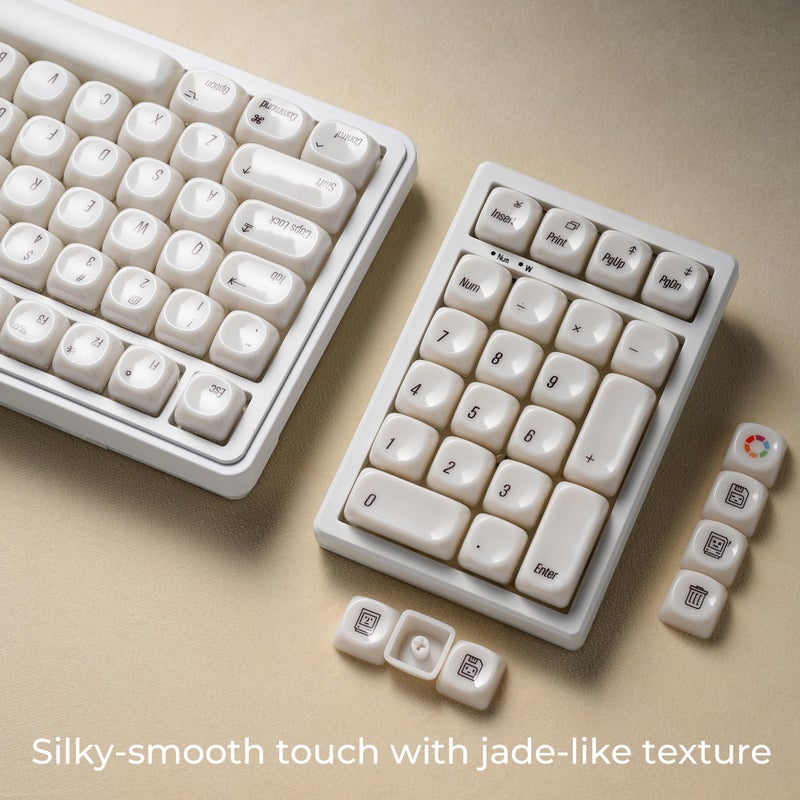 OHY XVX White Keycaps, MOA Profile Keycap Set, Minimalist Mac Style, Custom Cute Ceramic-Textured Keycaps for MX Switches Mechanical Keyboard-White Chocolate - Image 2