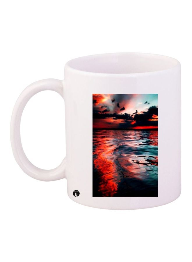 RYN Nature Printed Coffee Mug White/Blue/Red 11ounce