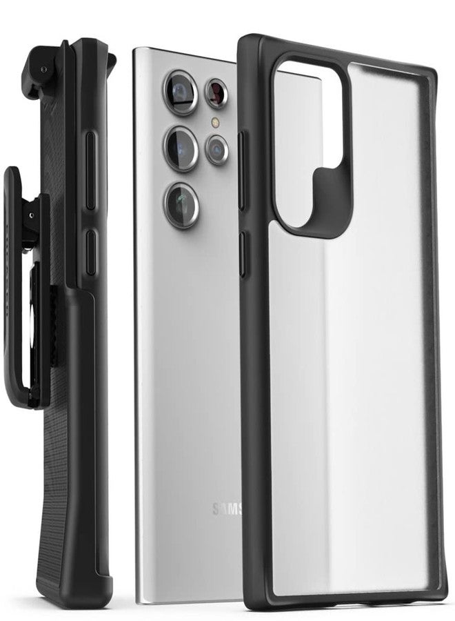 Encased Glacier-Clip Series for Samsung Galaxy S22 Ultra Case with Belt Clip Holster - Transparent Grip Cover Matte/Frost (S22-ULTRA 6.8") - Image 1
