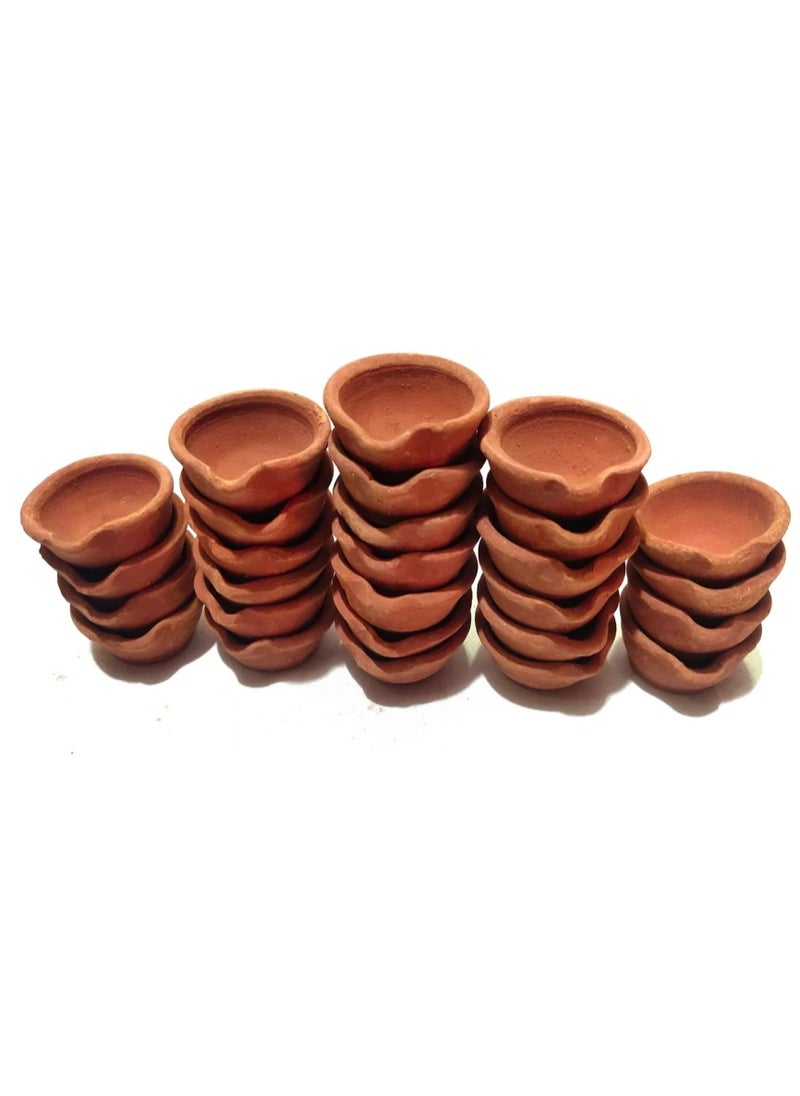 Generic - Natural Clay Traditional Diwali Ke Diye | Earthen Clay Diya | Mitti Ka Diva | Diyas For Pooja (Set Of 24) - Image 1