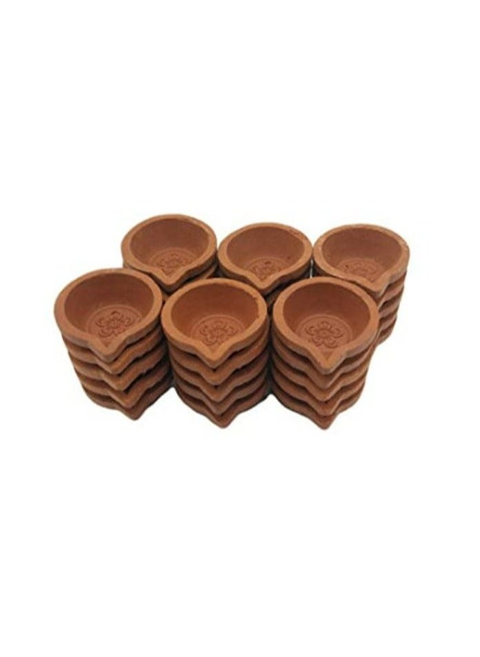 Generic - Natural Clay Traditional Diwali Ke Diye | Earthen Clay Diya | Mitti Ka Diva | Diyas For Pooja (Set Of 24) - Image 1