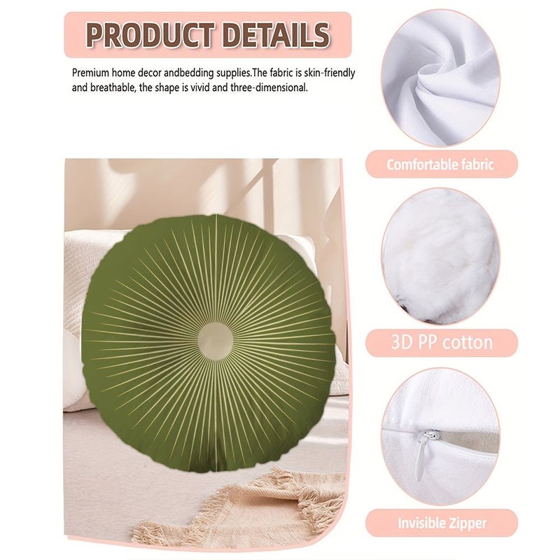 Soft Microfiber Filled Round Throw Pillow 16x16 Inch Sunburst Pattern Decorative Cushion for Family Travel Office Use - Image 2