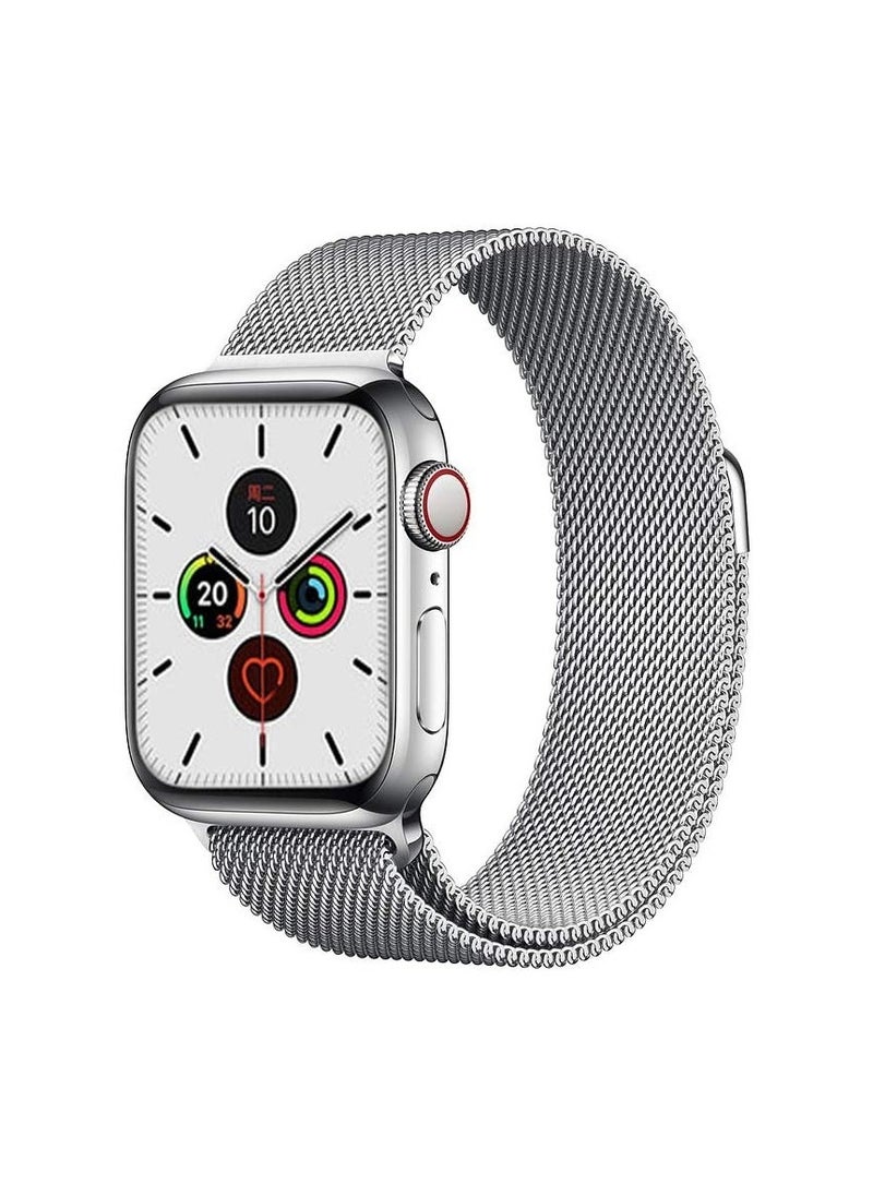Generic Stainless Steel Magnetic Band Compatible with Apple Watch 38mm 40mm 41mm Adjustable Milanese Magnet Metal Mesh Clasp Loop Strap Men Women for iWatch Series 7/6/5/4/3/2/1 SE 38/40/41mm Silver 