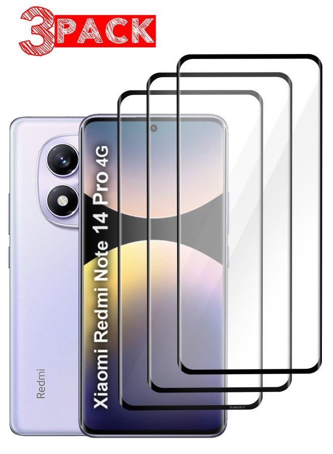 DUSALA 3Pack Curved Screen Protector Compatible With Xiaomi Redmi Note 14 Pro 4G Tempered Glass, Protective Film Easy Installation Bubble Free - Image 1