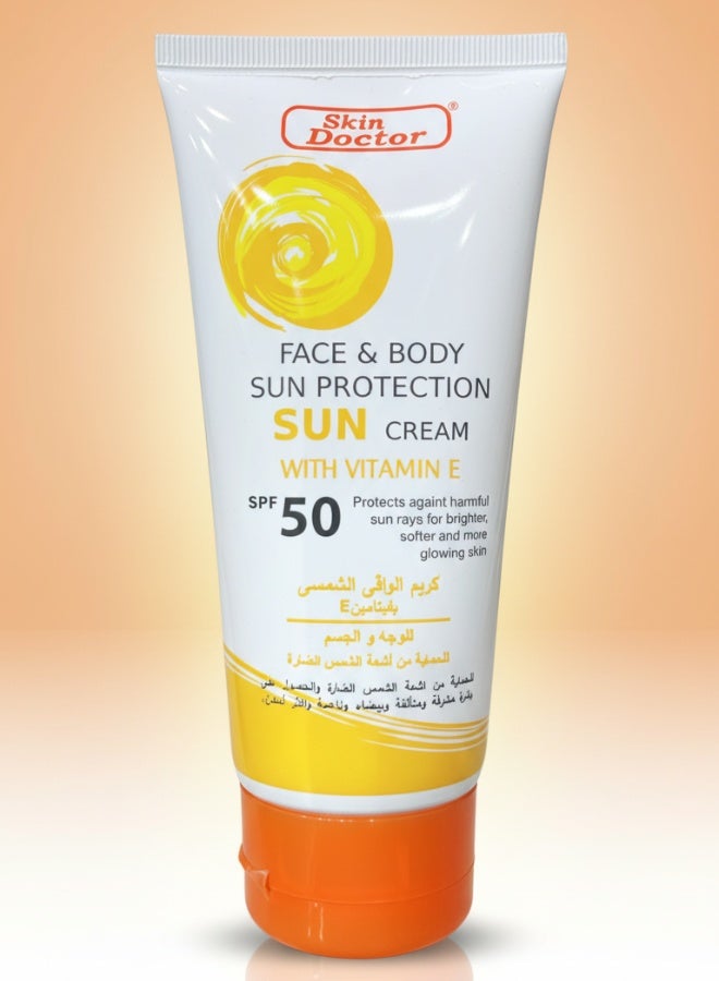 Skin Doctor Face and Body Sun Protection Cream with Vitamin E SPF50 150 grams Moisturizing Sunscreen for UV Protection - Image 1