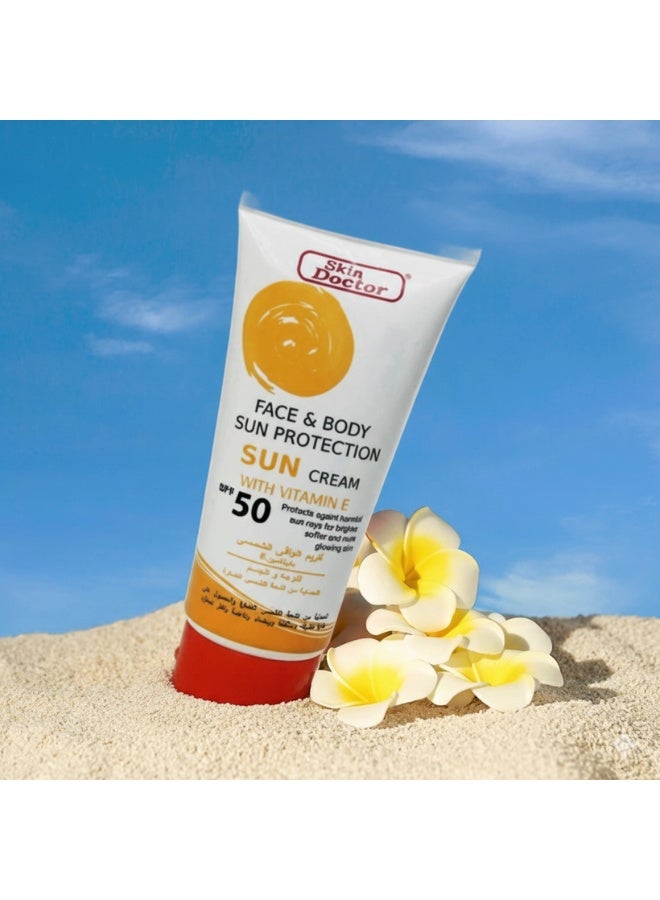 Skin Doctor Face and Body Sun Protection Cream with Vitamin E SPF50 150 grams Moisturizing Sunscreen for UV Protection - Image 2