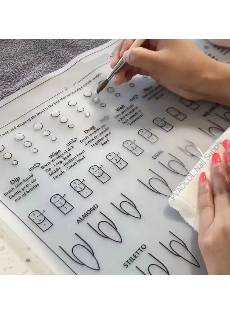 Goolsky 1Pc Silicone Acrylic Nail Practice Sheet Training Mat Salon Manicure Monomer Liquid Professional Application Tool - Image 1