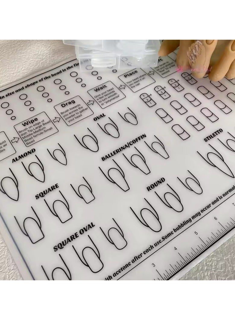 Goolsky 1Pc Silicone Acrylic Nail Practice Sheet Training Mat Salon Manicure Monomer Liquid Professional Application Tool - Image 3