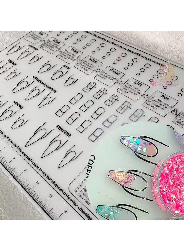 Goolsky 1Pc Silicone Acrylic Nail Practice Sheet Training Mat Salon Manicure Monomer Liquid Professional Application Tool - Image 5