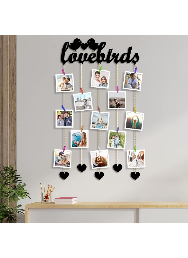 Art Street Art Street Love Birds Picture Collage/Hanging Photo Frame Collage Mdf Plaque, Valentine Day Gift - Black - Size - 18.5 x 32 inchs  - Image 1