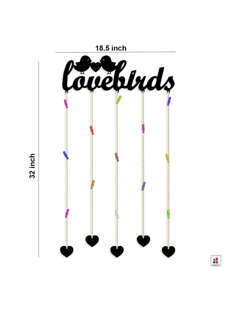 Art Street Art Street Love Birds Picture Collage/Hanging Photo Frame Collage Mdf Plaque, Valentine Day Gift - Black - Size - 18.5 x 32 inchs  - Image 2