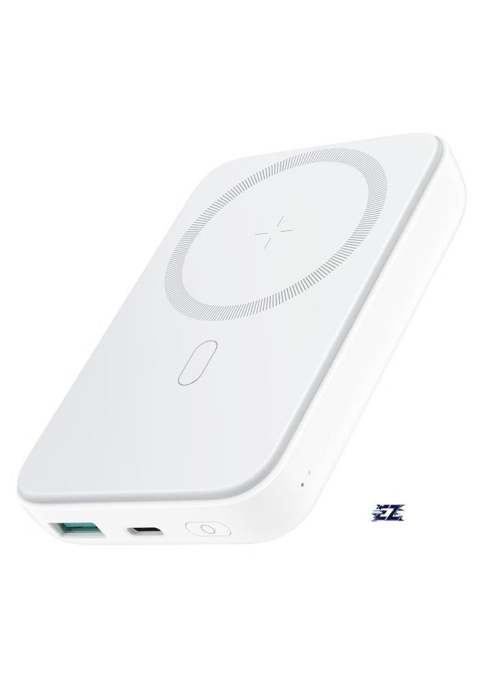 ELTRAZONE 10000mAh 20W Magnetic Wireless Charging Power Bank – Fast Charging Portable Power Bank for Smartphones, Tablets, and More, Compact & Sleek White Design - Image 1