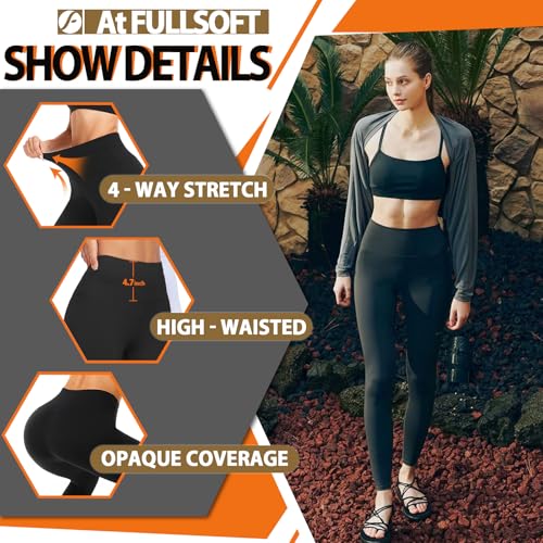 FULLSOFT 3 Pack Leggings for Women Non See Through-Workout High Waisted Tummy Control Running Yoga Pants(3 Pack Black,Black,Black,Large-X-Large) - Image 2