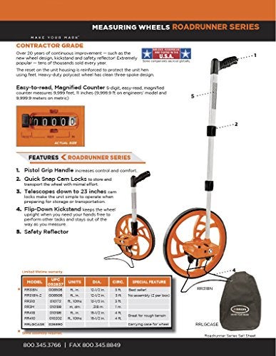 Keson RR410 Contractor Grade Measuring Wheel (Graduations: 10ths), 15-1/2-Inch Diameter - Image 5