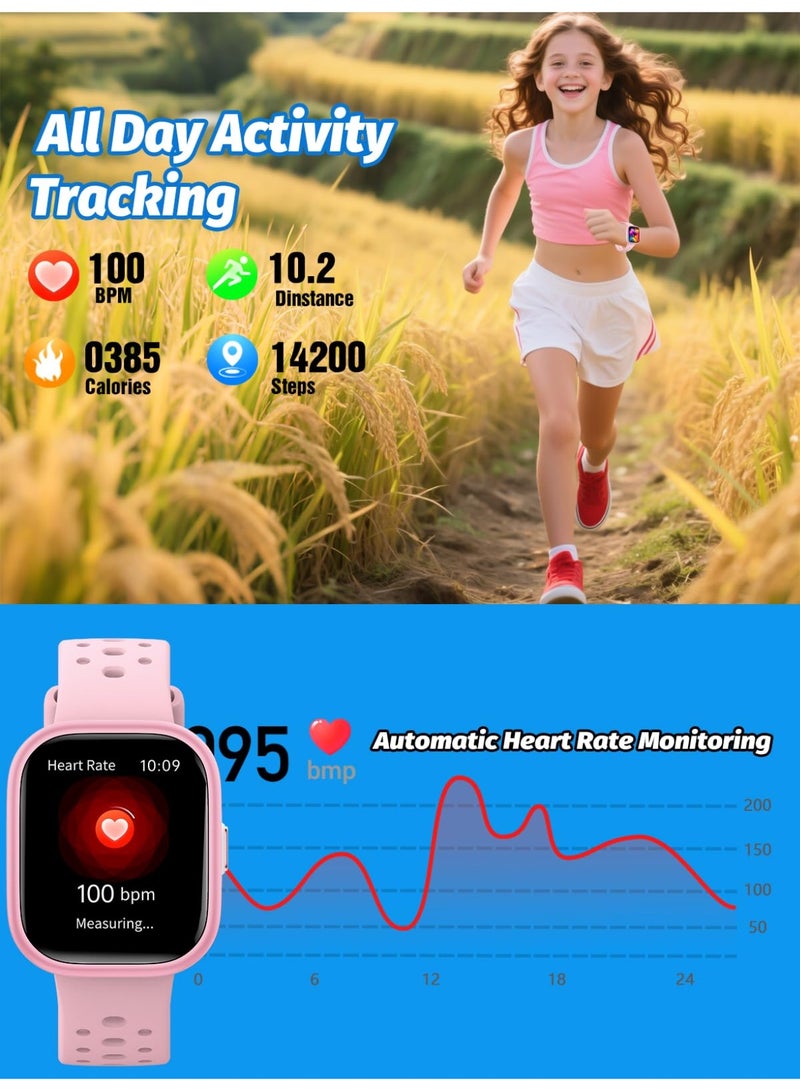 Kids Smart Watch Fitness Tracker, 1.85" Screen with 12 Puzzle Games, Heart Rate Sleep Monitor, Pedometer, Waterproof Activity Tracker with/Without APP for Boys Girls - Image 4