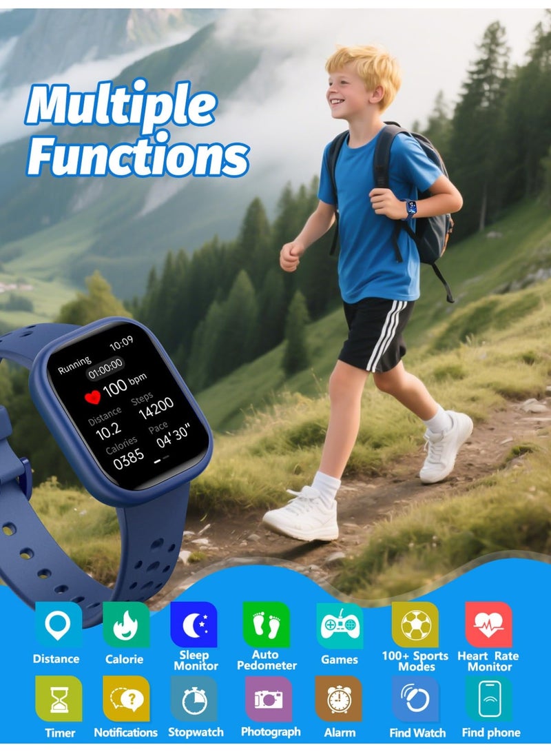 Kids Smart Watch Fitness Tracker, 1.85" Screen with 12 Puzzle Games, Heart Rate Sleep Monitor, Pedometer, Waterproof Activity Tracker with/Without APP for Boys Girls - Image 2