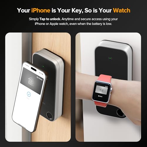 ThorBolt X1 Apple Home Key Tap to Unlock, Smart Keyless Entry Door Lock with Fingerprint, Touch Keypad Deadbolt Lock Works with HomeKit Over Thread (Border Router), IP65 Weatherproof, Silver - Image 2