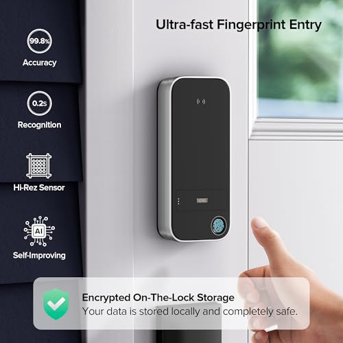 ThorBolt X1 Apple Home Key Tap to Unlock, Smart Keyless Entry Door Lock with Fingerprint, Touch Keypad Deadbolt Lock Works with HomeKit Over Thread (Border Router), IP65 Weatherproof, Silver - Image 5