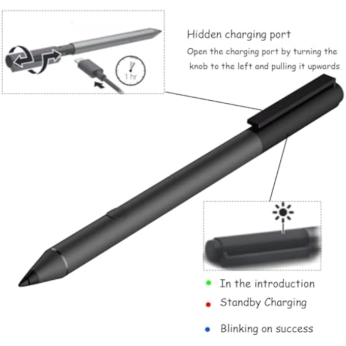 rayihni TILT PEN FOR HP TILT PEN SPEN-HP-03(2MY21AA) COMPATIBLE WITH HP SPECTRE X360/ENVY X360/PAVILION X360 LAPTOP FOR WINDOW 10,SUPPORT PROTOCOL MPP2.0 AND PRESENTATION MODE WITHBLUETOOTH - Image 2