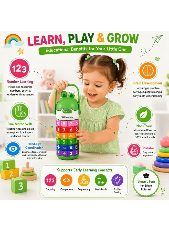 Ebazario Montessori Counting Toy for Kids with Rotating Number Rings, Educational Learning Bottle Toy for Toddlers, Preschool Math Activity Game, Brain Development Gift for Boys Girls - Image 4