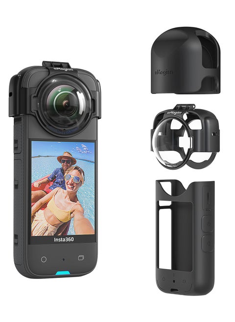 Protective Anti-Fog Lens Guard for Insta360 X3 – Detachable Buckle Design with Optical Glass, Scratch-Resistant, Seamless Imaging, with Full Silicone Cover for Camera and Lens