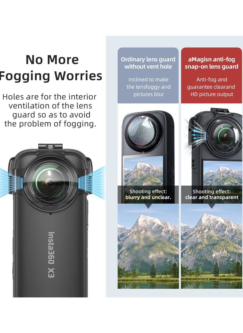 aMagisn - Protective Anti-Fog Lens Guard for Insta360 X3 – Detachable Buckle Design with Optical Glass, Scratch-Resistant, Seamless Imaging, with Full Silicone Cover for Camera and Lens - Image 1