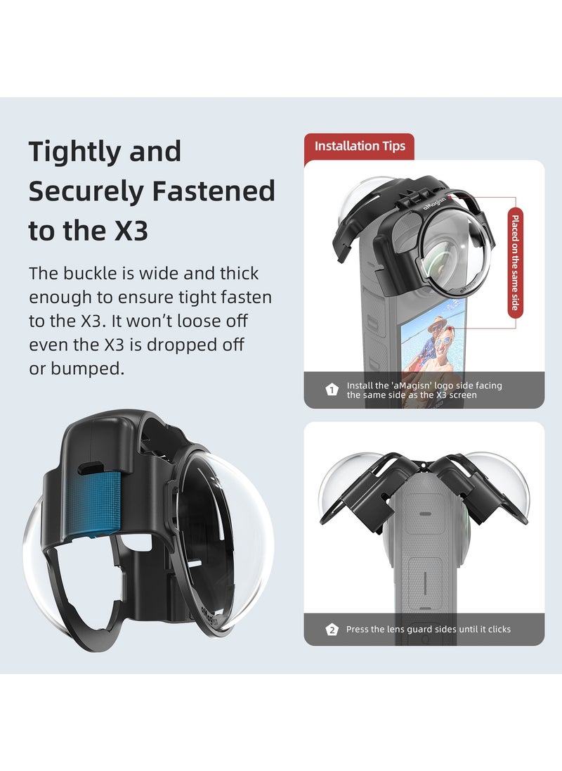 aMagisn - Protective Anti-Fog Lens Guard for Insta360 X3 – Detachable Buckle Design with Optical Glass, Scratch-Resistant, Seamless Imaging, with Full Silicone Cover for Camera and Lens - Image 1