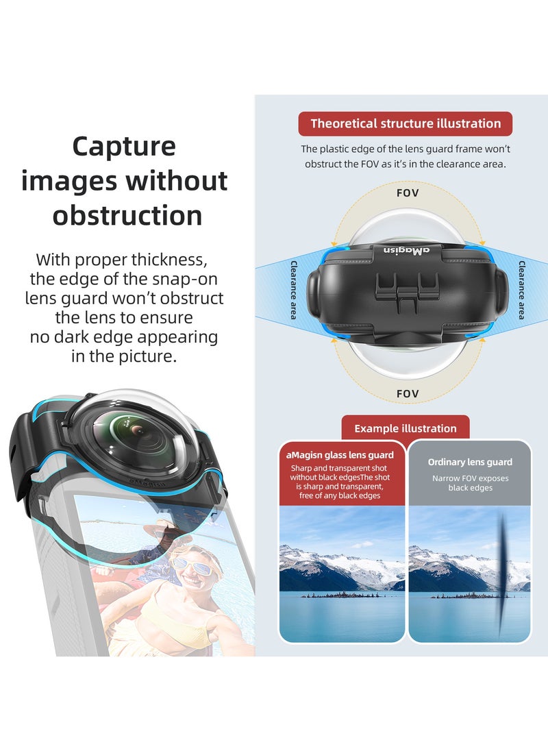 aMagisn - Protective Anti-Fog Lens Guard for Insta360 X3 – Detachable Buckle Design with Optical Glass, Scratch-Resistant, Seamless Imaging, with Full Silicone Cover for Camera and Lens - Image 1