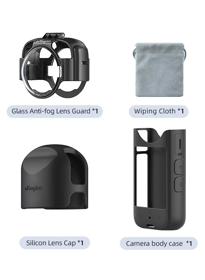 aMagisn - Protective Anti-Fog Lens Guard for Insta360 X3 – Detachable Buckle Design with Optical Glass, Scratch-Resistant, Seamless Imaging, with Full Silicone Cover for Camera and Lens - Image 1