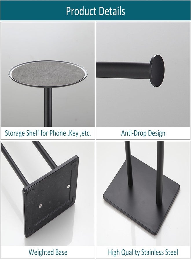 BVL Toilet Paper Holder Stand with Shelf Black Toilet Paper Holder Frees tanding with Shelf Brushed Nickel - Image 5