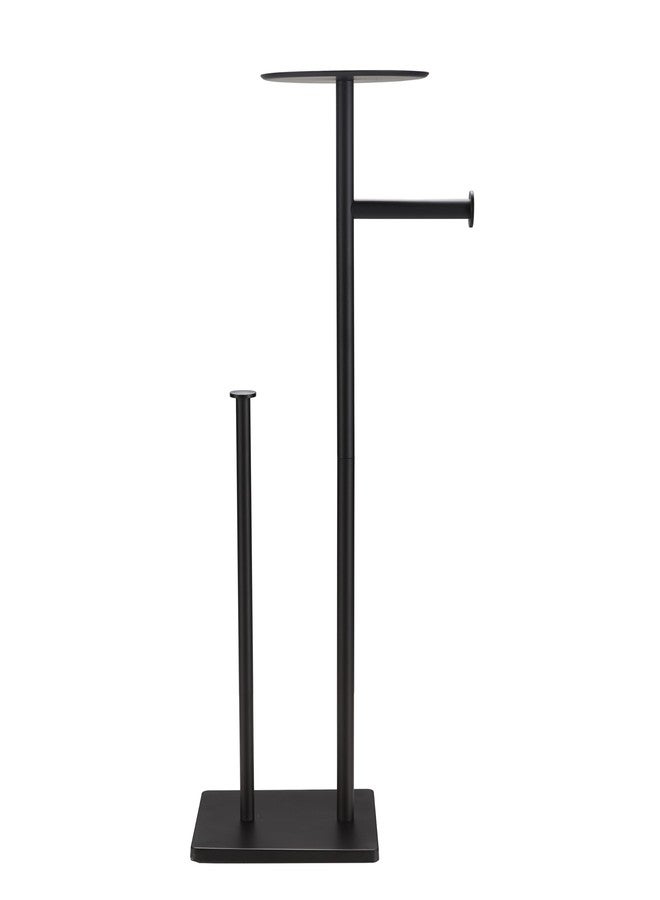BVL Toilet Paper Holder Stand with Shelf Black Toilet Paper Holder Frees tanding with Shelf Brushed Nickel - Image 1